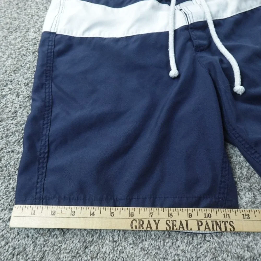 Hollister Shorts Mens XL Blue White Striped Board Swim Trunks Drawstring Surf